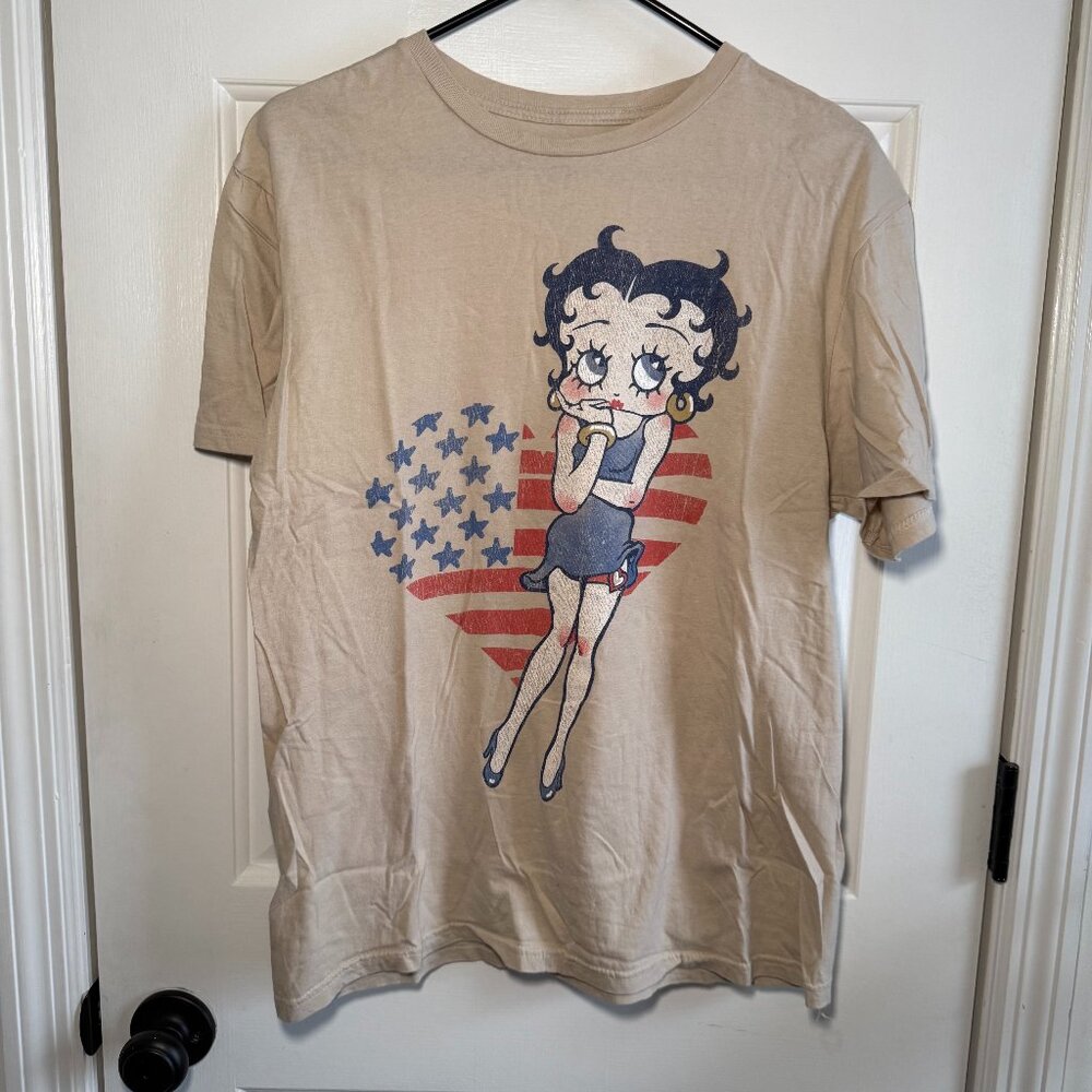 Betty Boop & American Flag Heart Graphic Tee